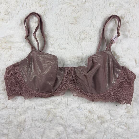 Victoria's Secret Other - Victoria's Secret Dream Angels Unlined Push Up Bra Rosewood‎ Shimmer Size 32DD